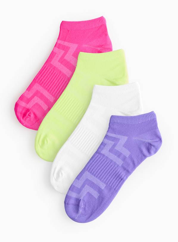 Neon Microfibre Trainer Socks 4 Pack 4-8